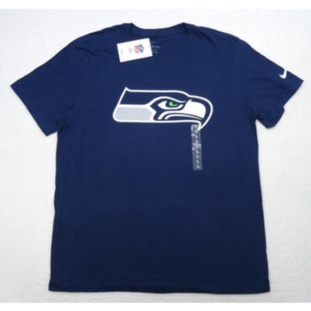 Nike Seattle Seahawks Mens Shirt Size Large Blue Short Sleeve Crew Neck‎ NFL NWT